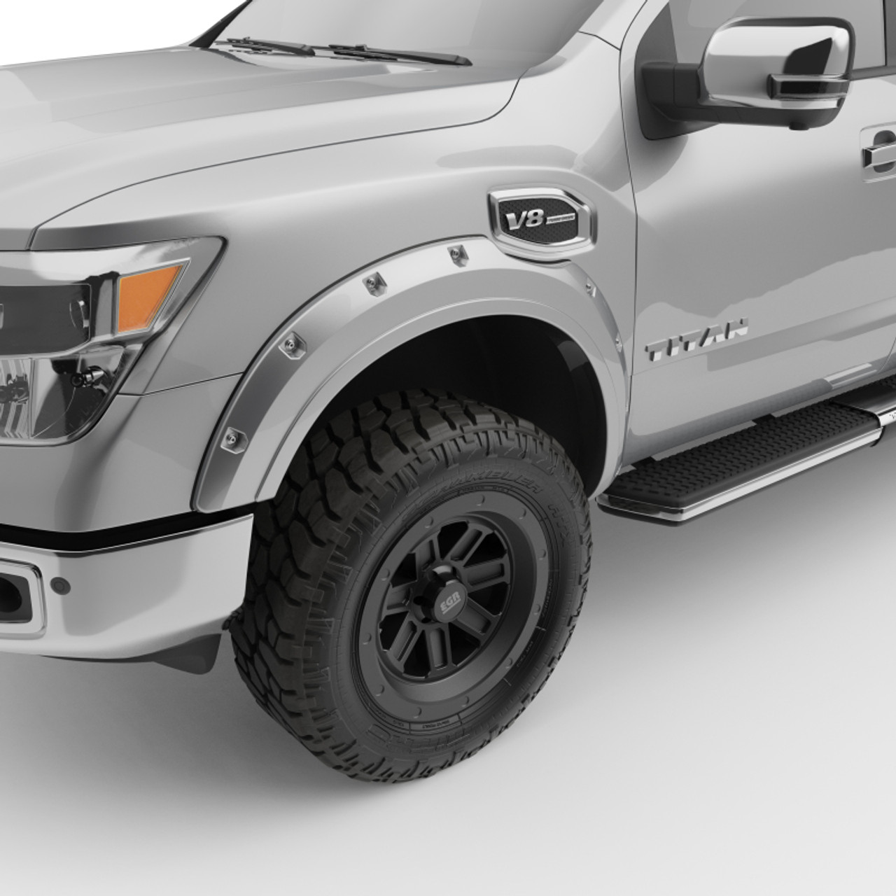 EGR 16+ Nissan Titan XD Bolt-On Look Color Match Fender Flares - Set - Liquid Platinum Metallic - 795904-K23