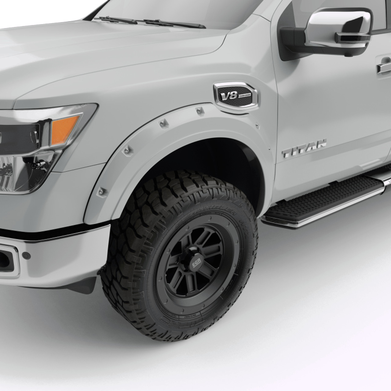 EGR 16+ Nissan Titan XD Bolt-On Look Color Match Fender Flares - Set - Blizzard - 795904-QAK