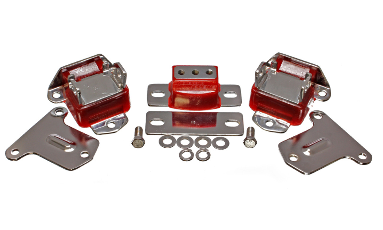 Energy Suspension 69-71 Camaro / 70-73 Monte Carlo Red Motor and Transmission Mounts; Chrome Finish - 3.1134R
