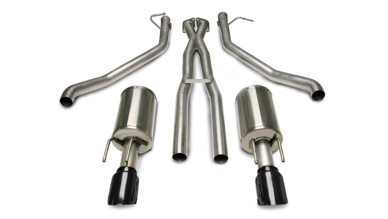 Corsa 05-06 Pontiac GTO 6L V8 2.5in Sport Cat-Back Exhaust + XPipe w/Dual Exit Single 4in BlackTips - 14189BLK