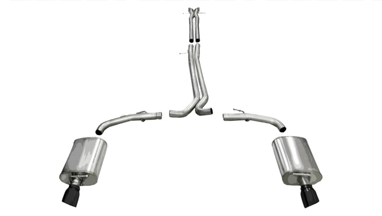 Corsa 2010-2019 Ford Taurus SHO 3.5L V6 Turbo Sport Cat-Back Exhaust w/ Dual 4in Black Tips - 14315BLK