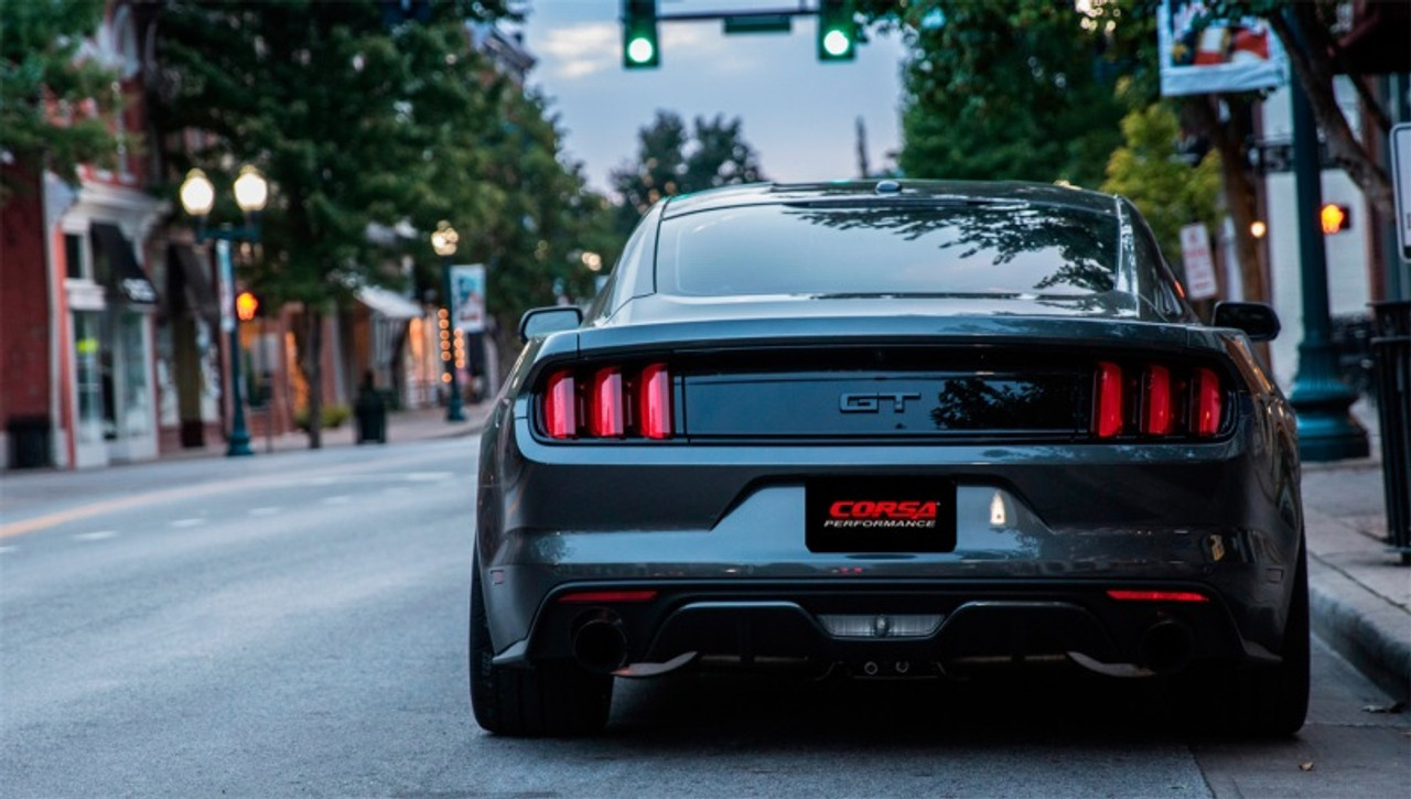 Corsa Sport Catback Exhaust w. Dual Black Tips - 15-17 Mustang GT