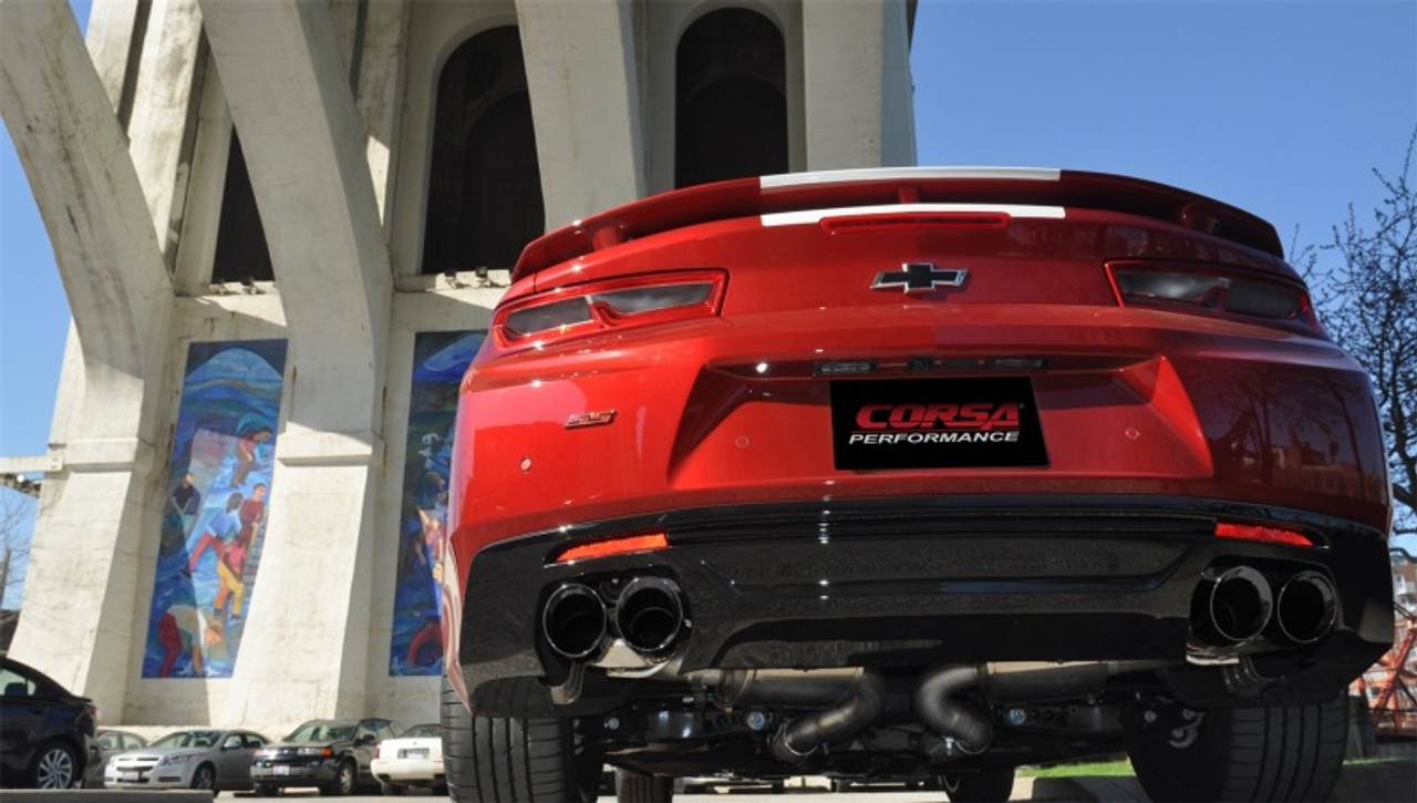 Corsa 16-18 Chevy Camaro SS Xtreme+ 2.75in Cat-Back Dual Rear Exit w/ Single 4.5in Black PVD - 14771BLK