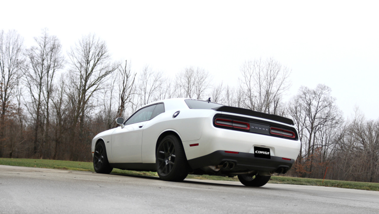 Corsa 2015-2016 Dodge Challenger Xtreme Cat-Back Dual Rear Exit with Twin 3.5in Black Pro-SeriesTips - 14985BLK