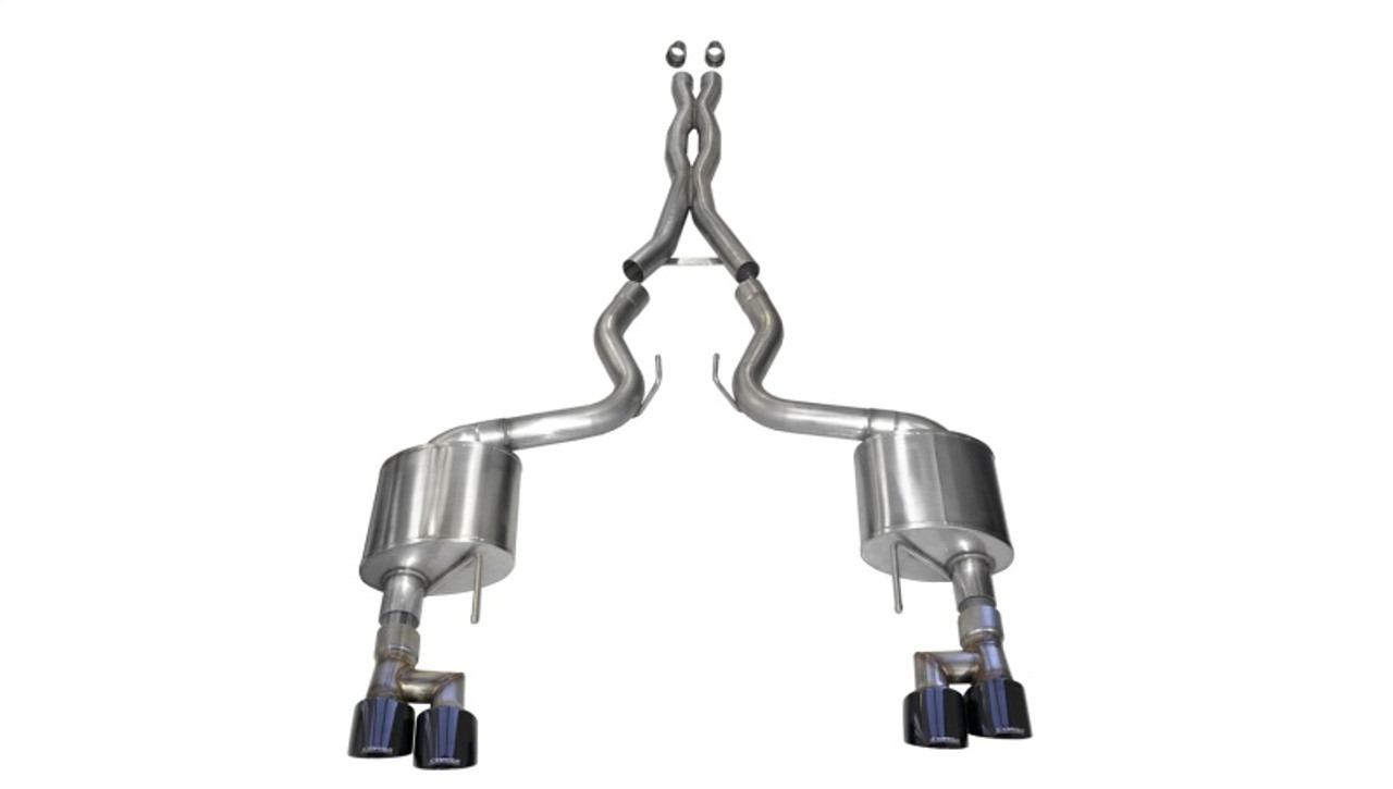 Corsa Sport Catback Exhaust w. Black Tips - 18-23 Mustang GT