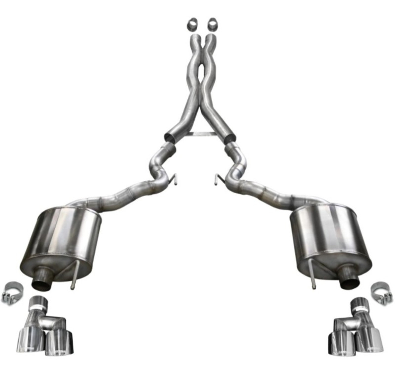 Corsa 2018-2023 Ford Mustang GT Convertible w/o Active Valves Xtreme Cat-Back w/ 4in Tips - 21048