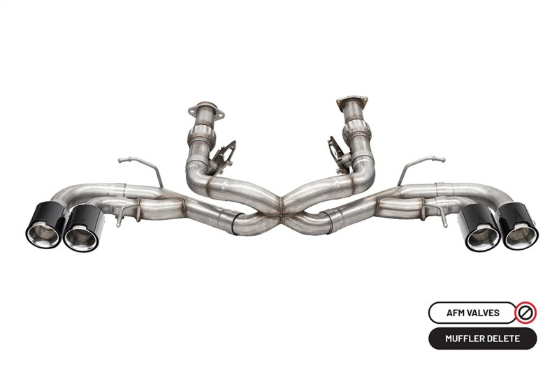 Corsa 2020-2024 Chevrolet Corvette C8 RWD 3in Track Cat-Back Delete Exhaust w/4.5in CF PolishedTips - 21104CF
