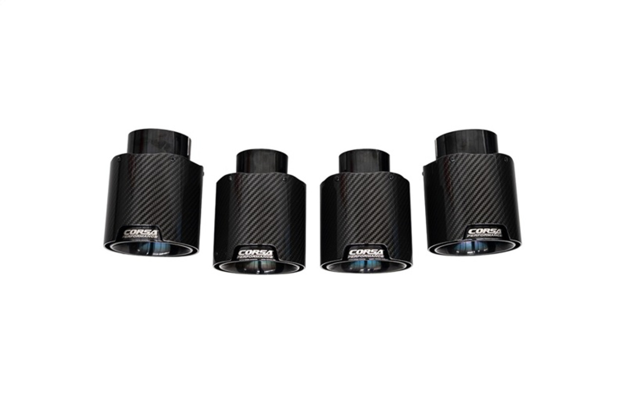 Corsa 20-24 Chevrolet Corvette C8 RWD 4.5in Carbon Fiber Black PVD Tip Kit (For Corsa Exhaust Only) - 21109CFBLK