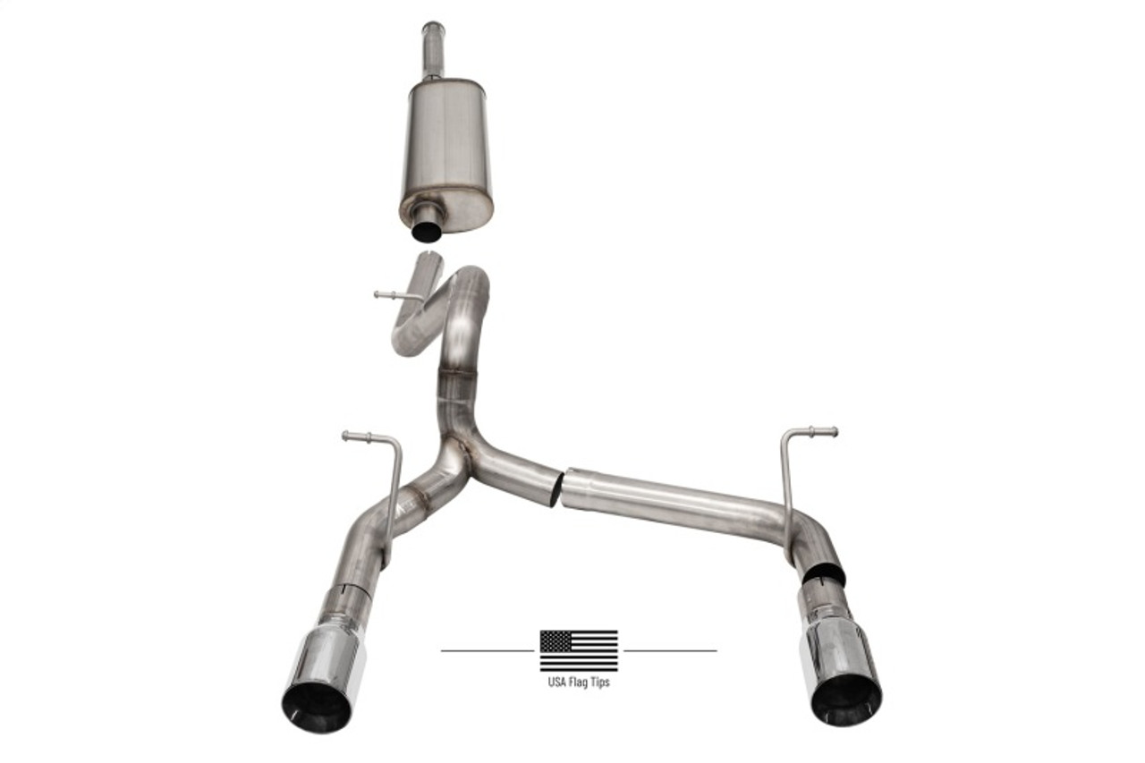 Corsa 2018-2024 Jeep Wrangler JLU 3.6L 2.75in Sport Cat-Back Exhaust w/ American Flag Tips - 21124USA