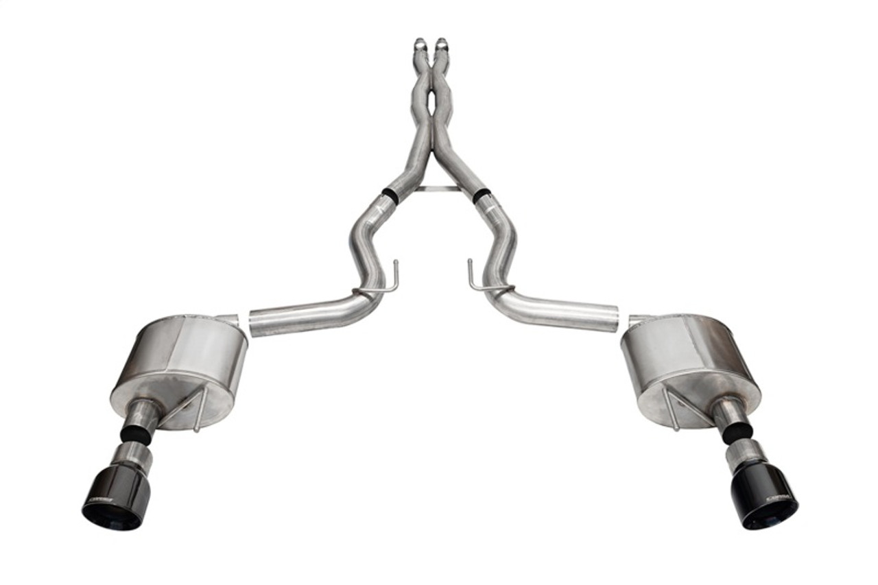 Corsa Xtreme Catback Exhaust / Slash Cut Black PVD Tips / NO Valves - 2024+ S650 Mustang GT