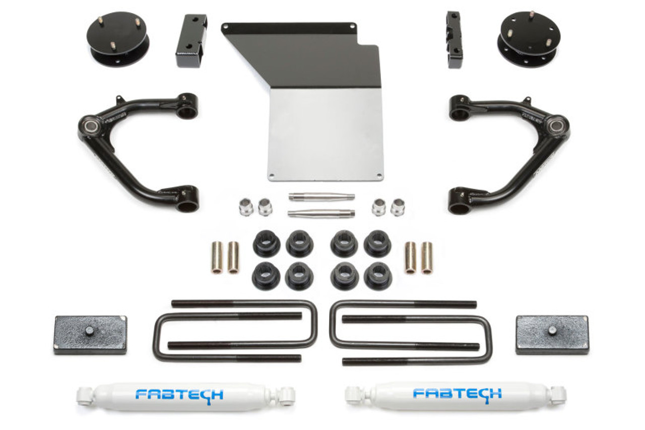 Fabtech 14-18 GM K1500 w/OE Alum. UCA 4in Uniball UCA System w/Rear Perf. Shocks - K1071