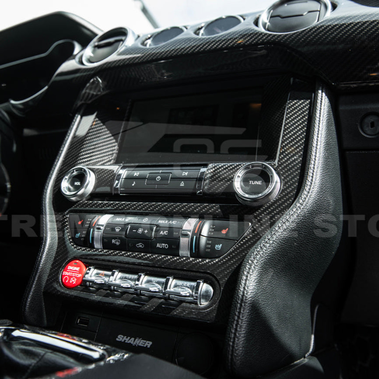 EOS Center Console Carbon Fiber Cover - 15-23 Ford Mustang S550 (VENT-1107-BKCF)