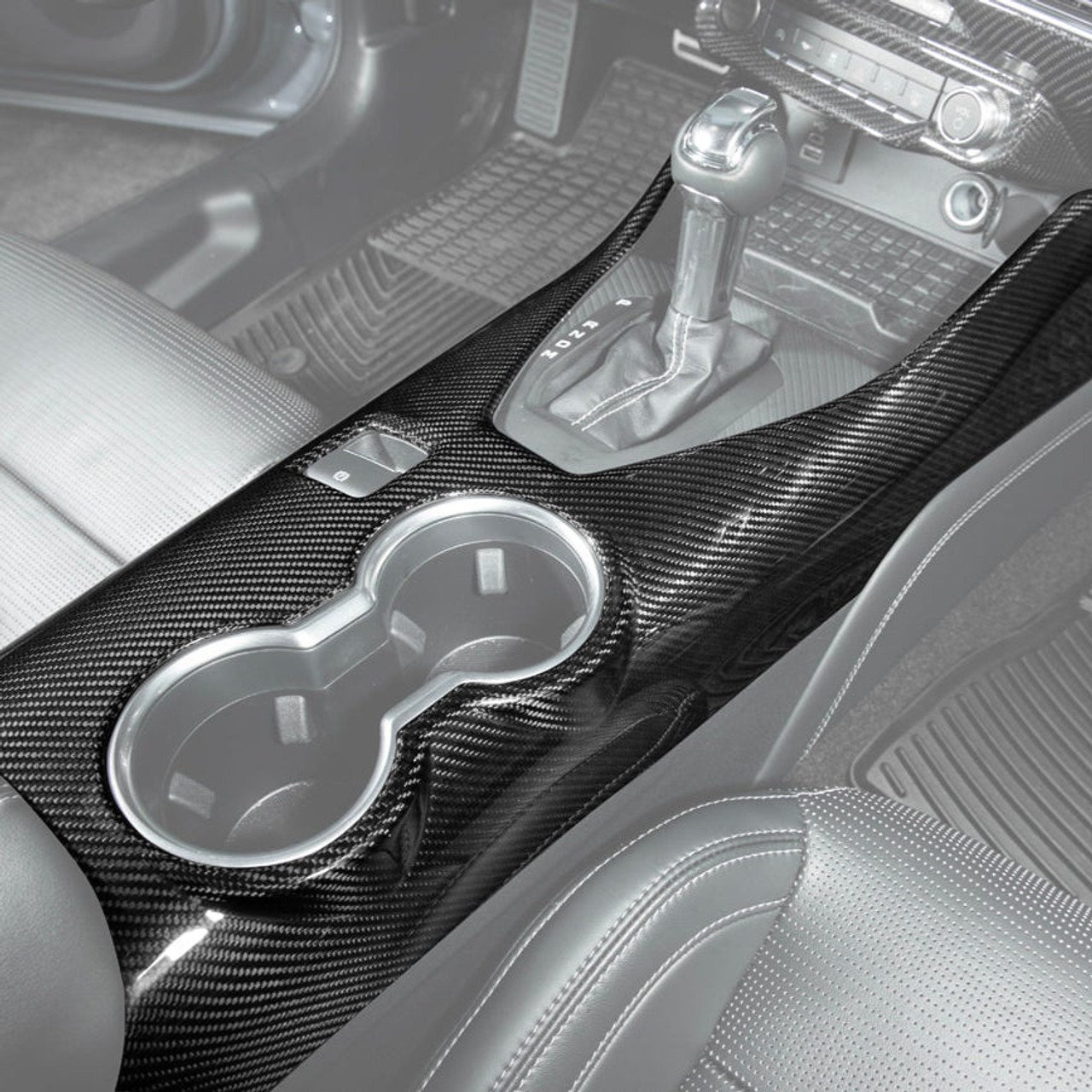 EOS Center Console Carbon Fiber Cover - 2024+ Ford Mustang S550 (VENT-1088-BKCF)