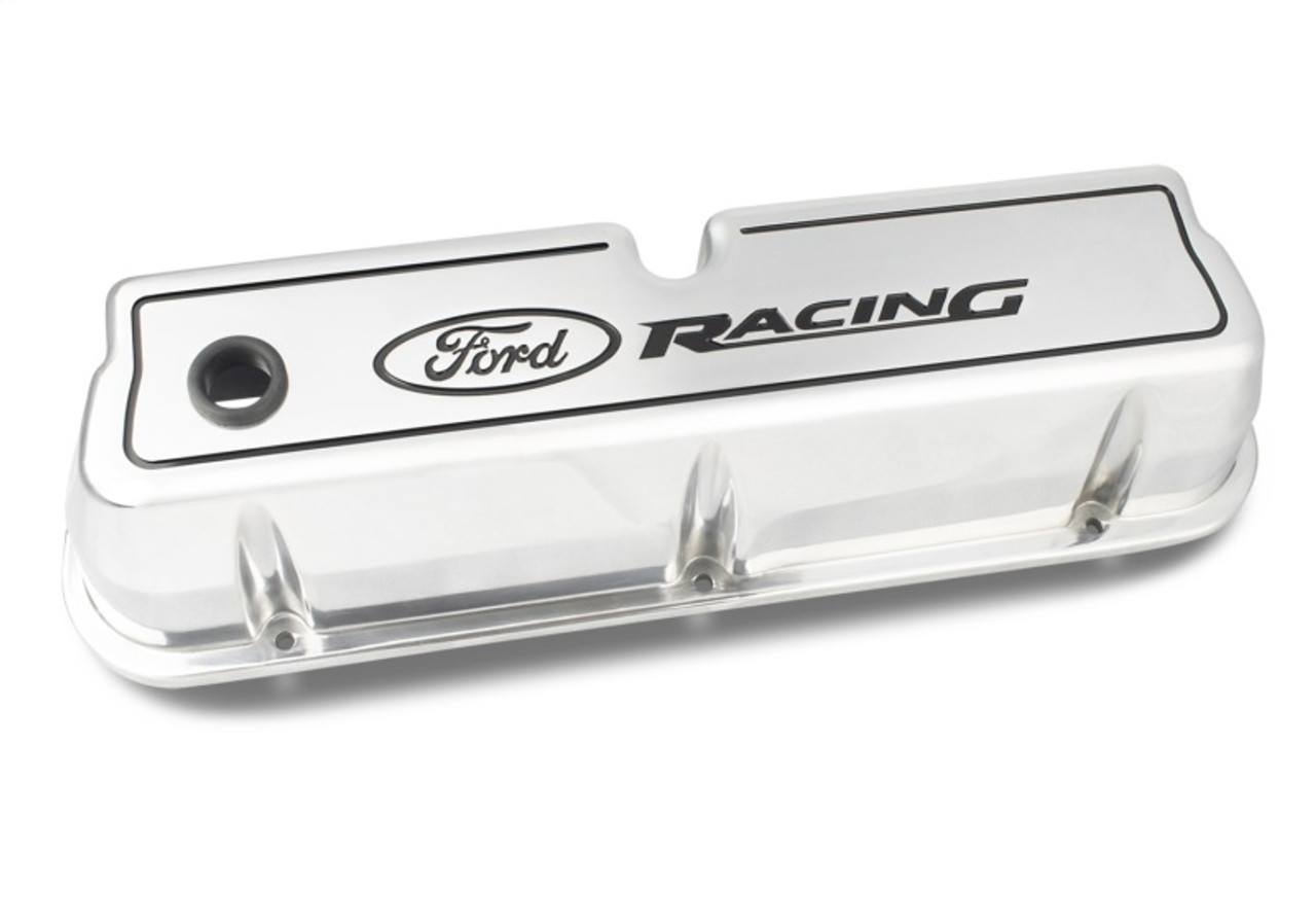 Ford Racing Logo Die-Cast Black Valve Covers Polished - 302-001