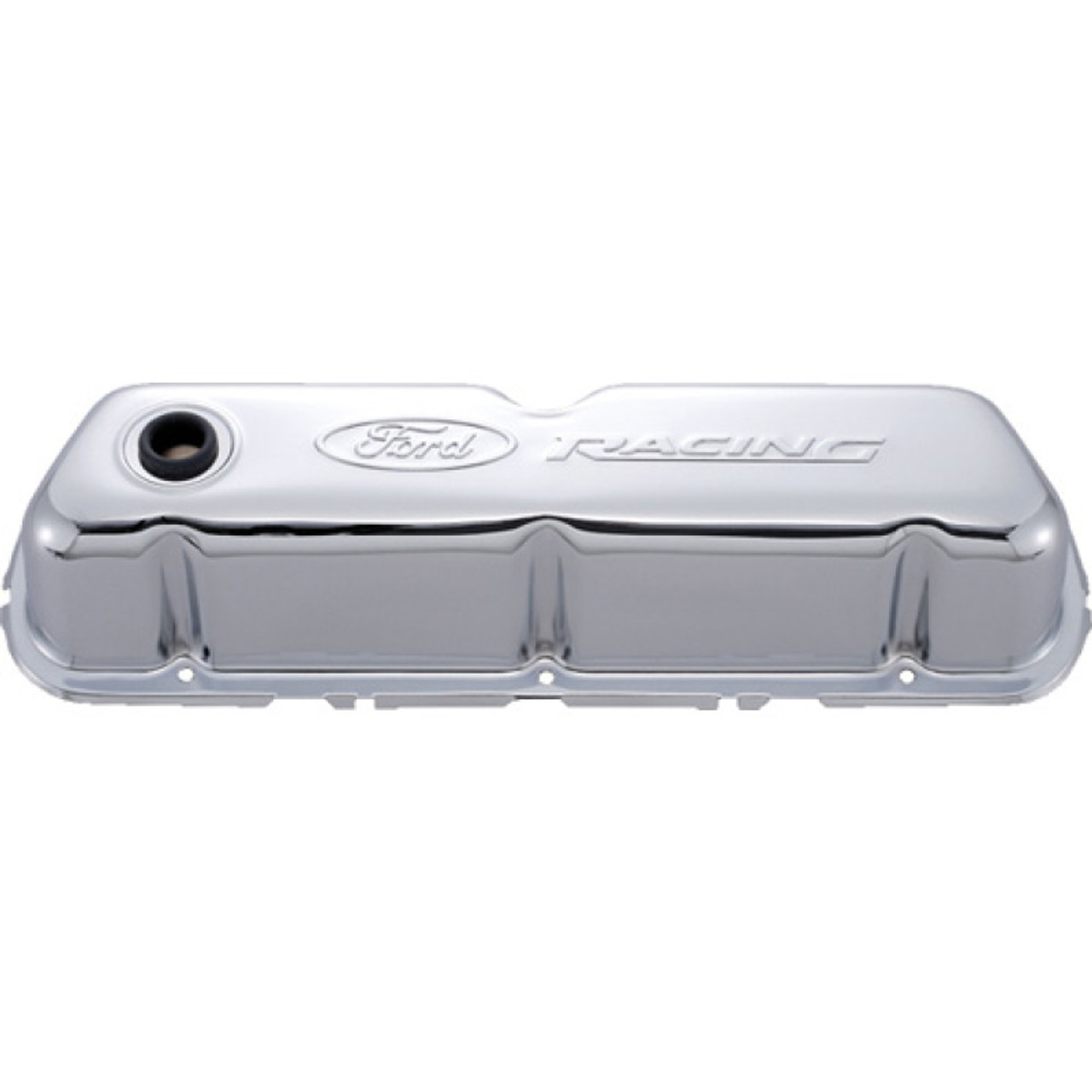Ford Racing Embosses Logo Stamped Steel Valve Cover Chrome - 302-070