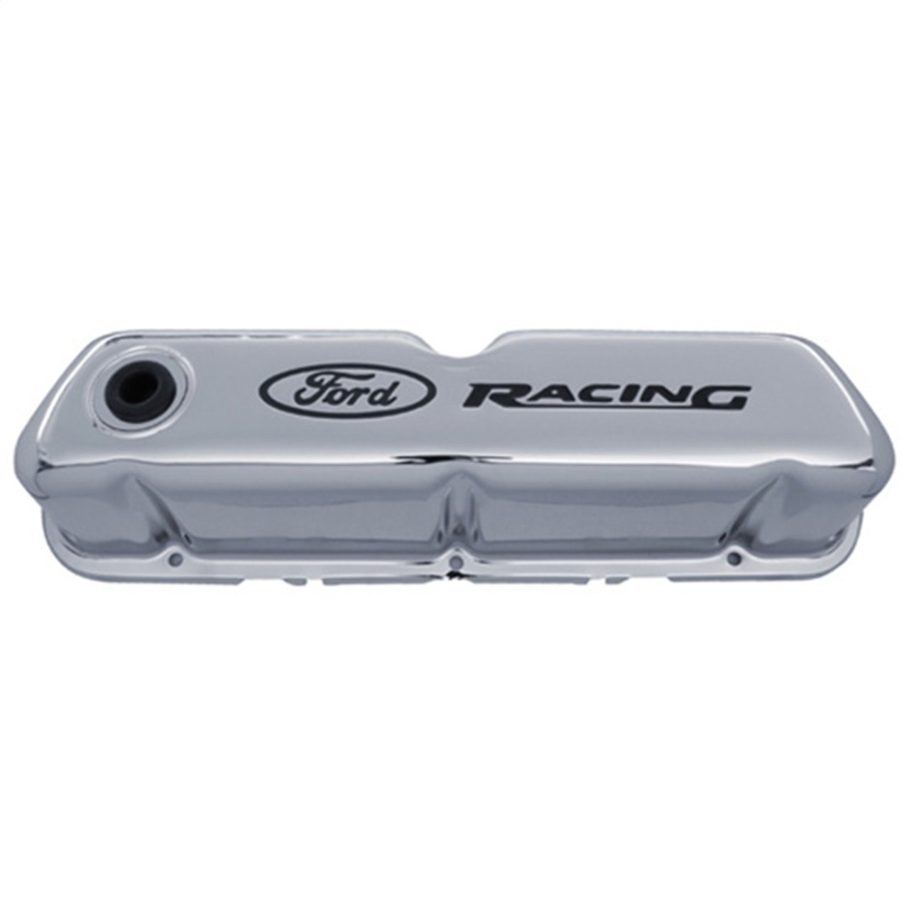 Ford Racing Logo Stamped Steel Valve Covers - Chrome - 302-071