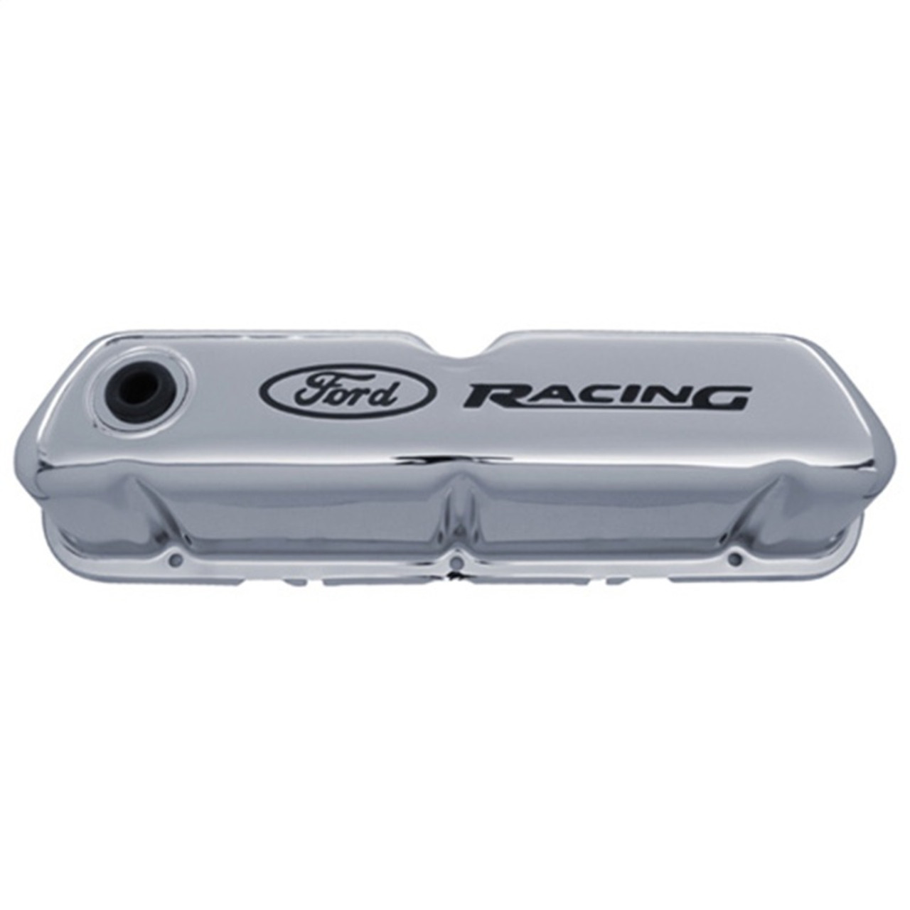 Ford Racing Logo Stamped Steel Valve Covers - Chrome - 302-071