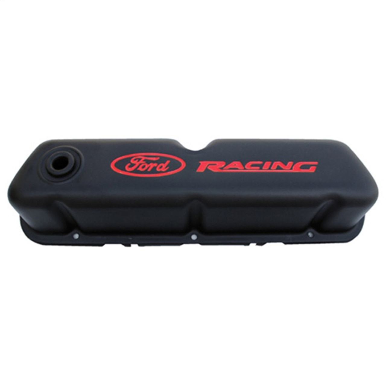 Ford Racing  Logo Stamped Steel Black Satin Valve Covers Black Crinkle - 302-072