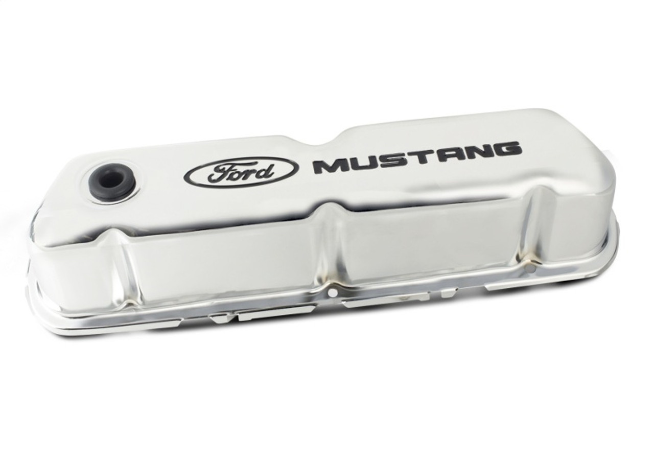Ford Racing Ford Mustang Logo Stamped Steel Chrome Valve Covers - 302-100