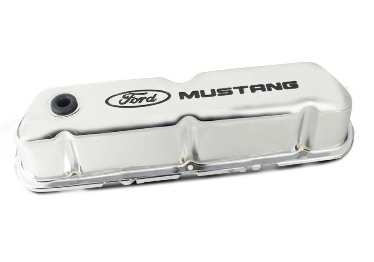 Ford Racing Ford Mustang Logo Stamped Steel Chrome Valve Covers - 302-100