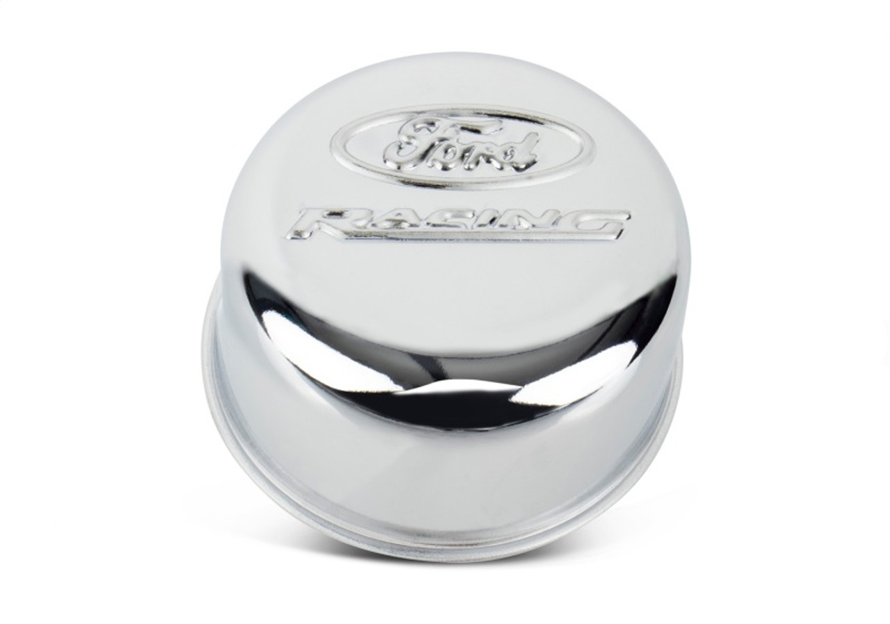 Ford Racing Logo Push-In Type Air Breather Cap - Chrome - 302-215