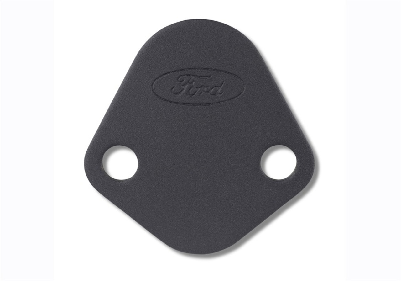Ford Racing Fuel Pump Block Off Plate - Black Crinkle Finish w/ Ford Oval - 302-291