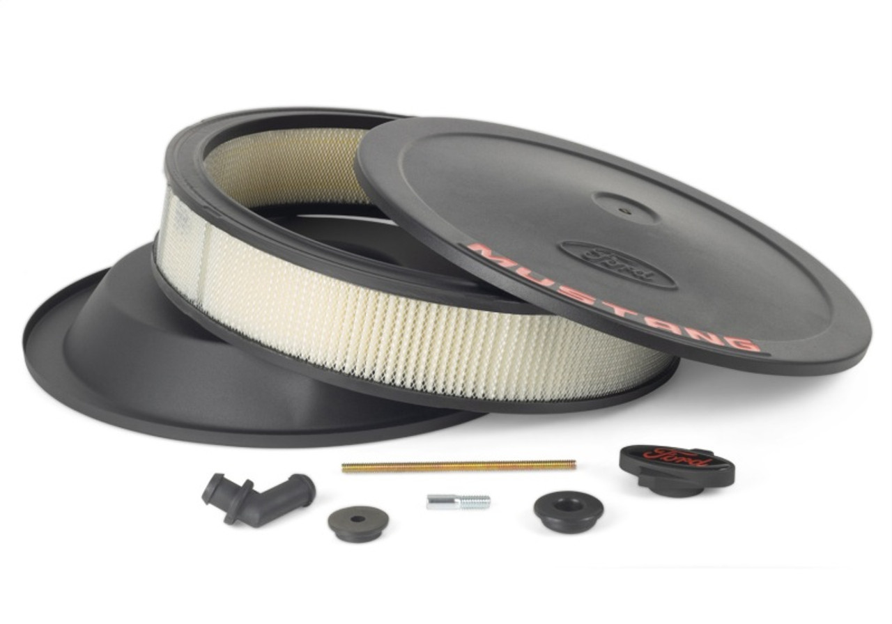 Ford Racing Air Cleaner Kit - Black Crinkle Finish w/ Red Mustang Emblem - 302-362