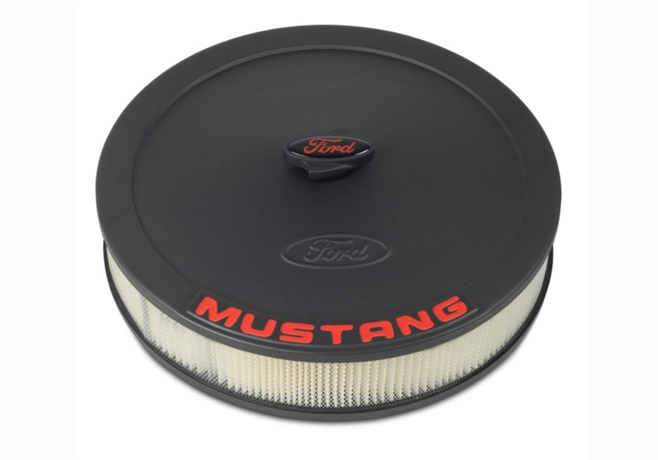 Ford Racing Air Cleaner Kit - Black Crinkle Finish w/ Red Mustang Emblem - 302-362