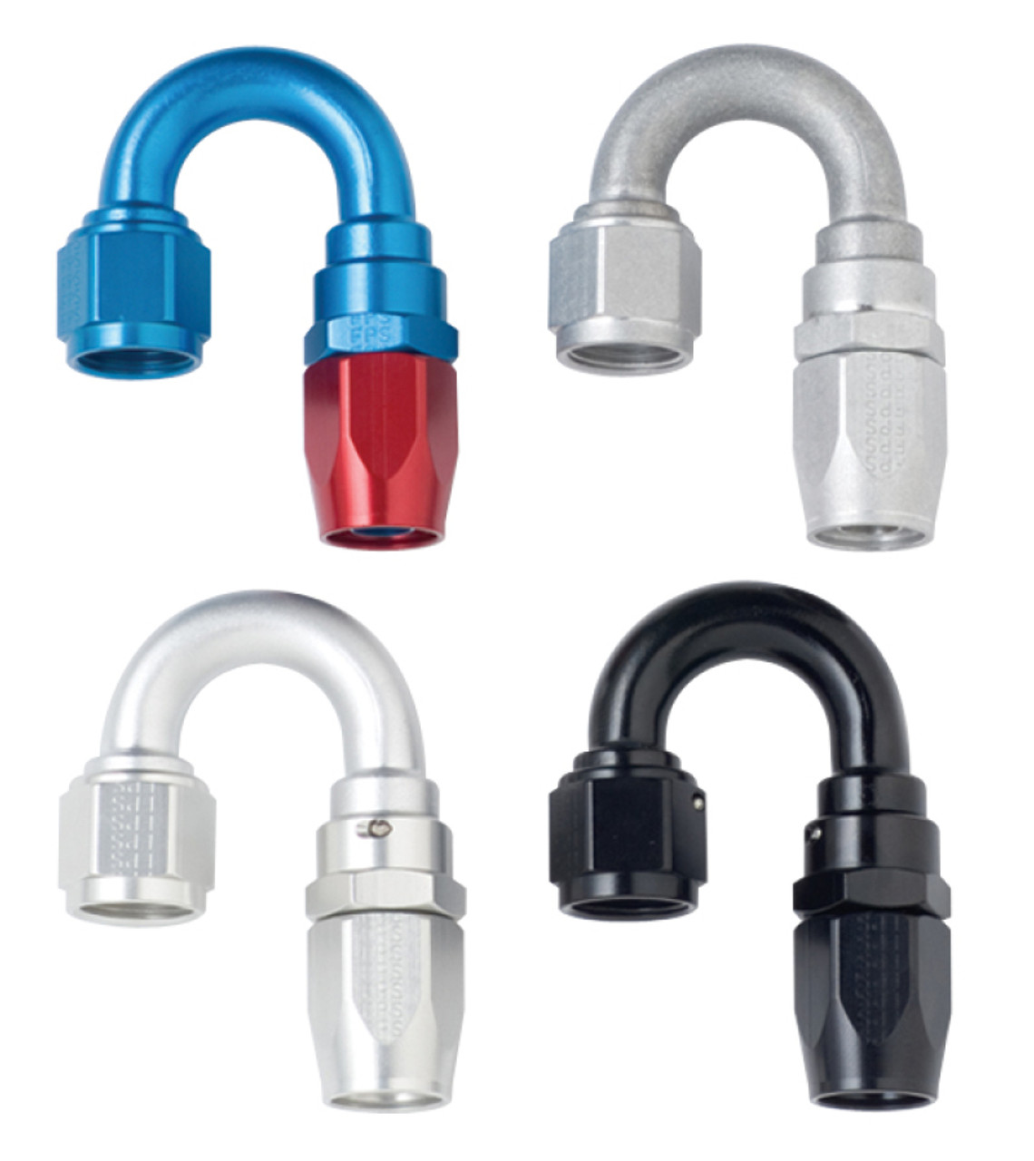 Fragola -8AN x 180 Degree Power Flow Hose End - Black - 118008-BL