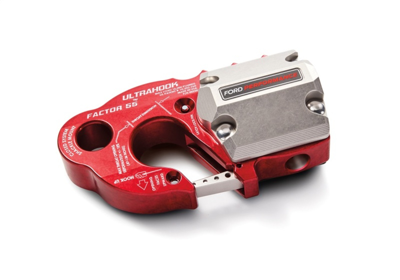 Ford Racing Factor 55 UltraHook w/Rope Guard - Red - M-1821-UHR