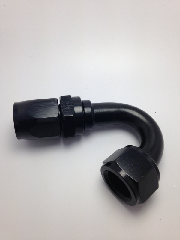 Fragola -10AN Nut x -12AN Hose Reducing Hose End 150 Degree - Black - 231511-BL