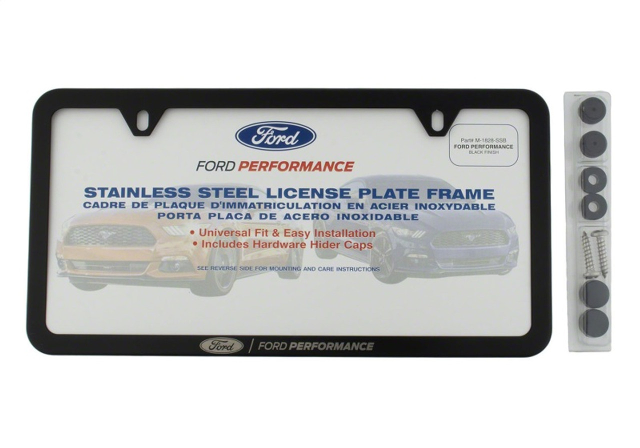 Ford Racing Ford Performance Slim License Plate Frame - Black Stainless Steel - M-1828-SSB