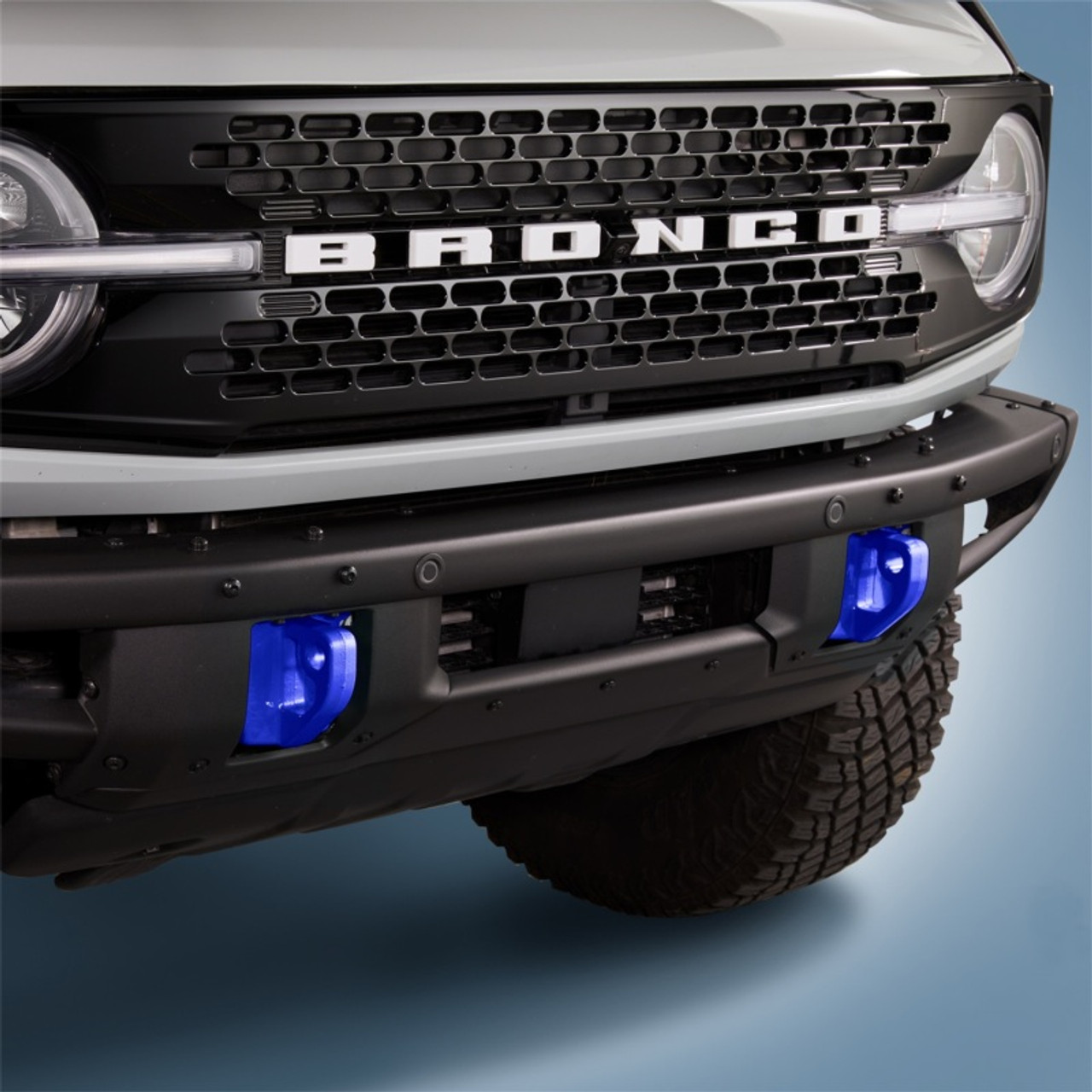 Ford Racing 2021+ Bronco Front Bumper Tow Hooks - Blue (Pair) - M-18954-BB