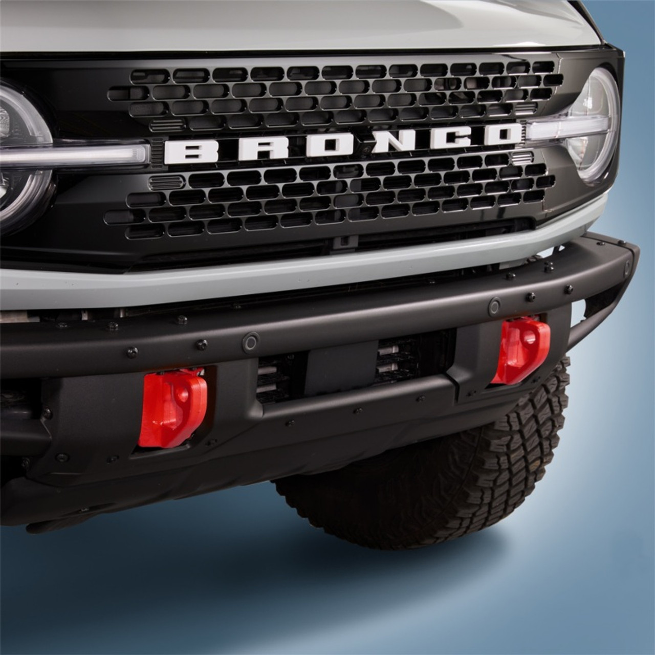 Ford Racing 2021+ Bronco Front Bumper Tow Hooks - Red (Pair) - M-18954-BR