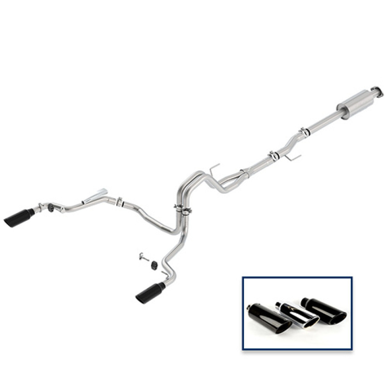 Ford Racing 15-18 F-150 5.0L Cat-Back Extreme Exhaust System Rear Exit w/ Black Chrome Tips - M-5200-F1550DEBA