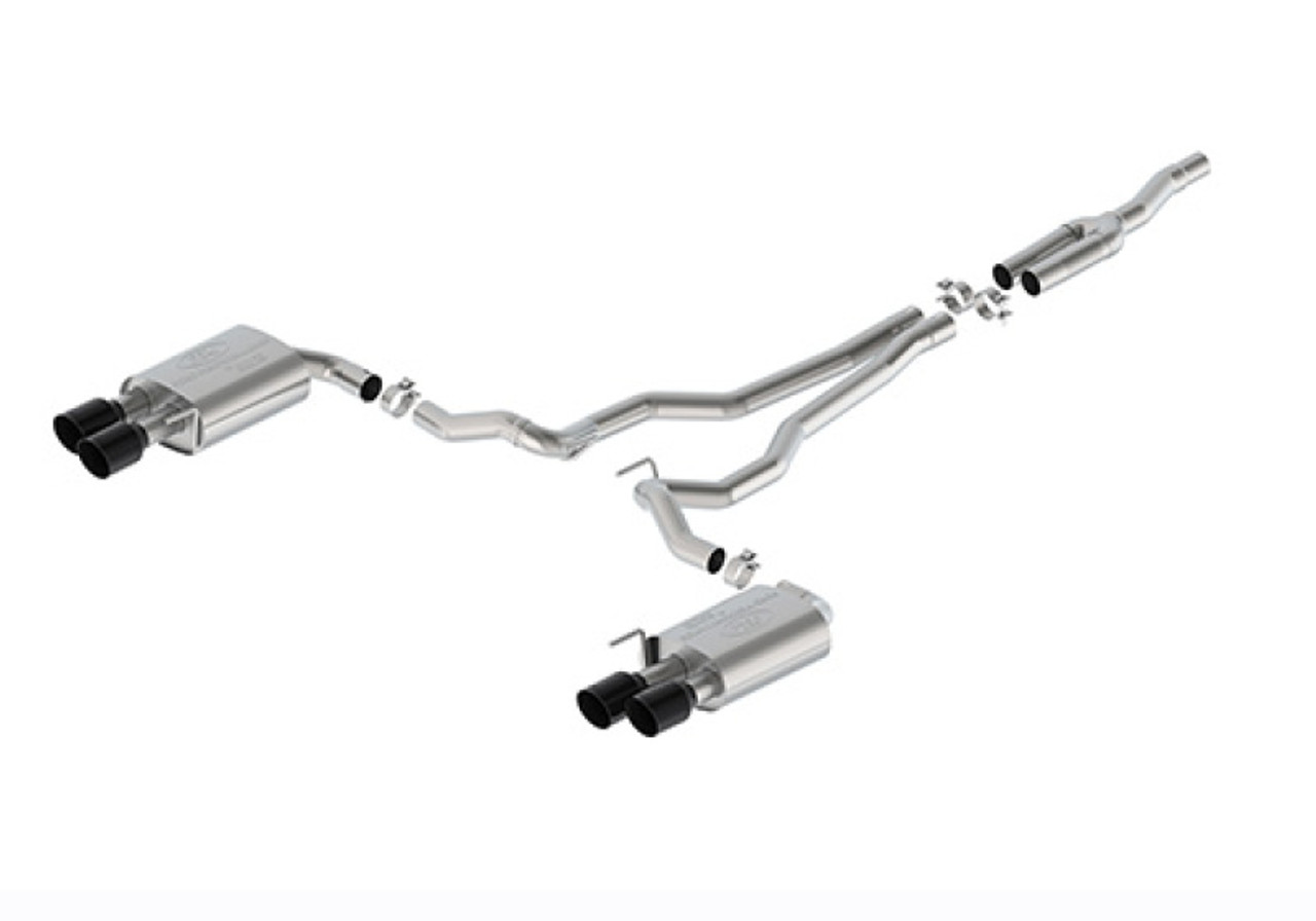 Ford Racing 2024 Mustang 2.3L Sport Non-Active Cat-Back Exhaust w/GT Valance - Black Tip - M-5200-M2SBV