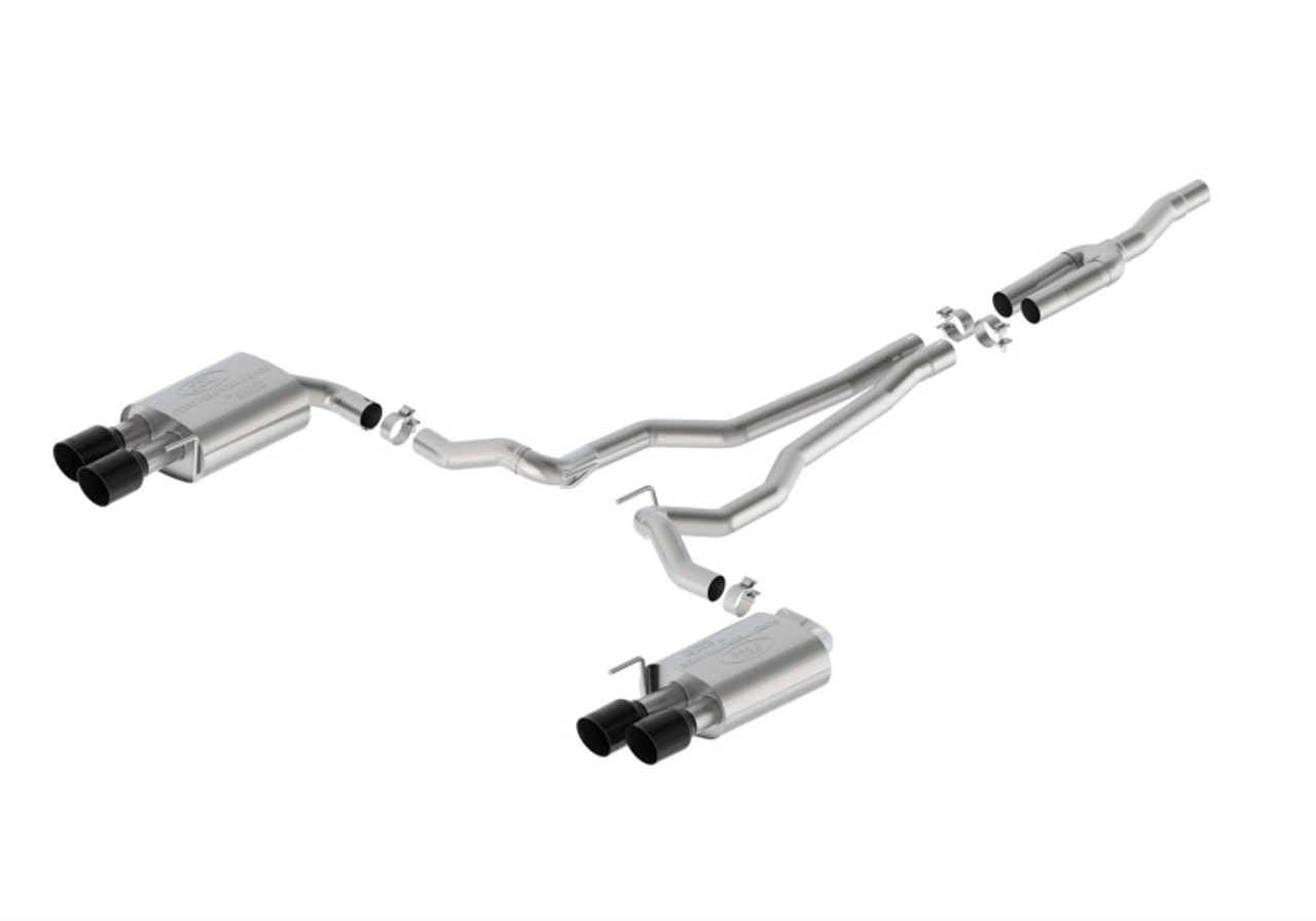 Ford Racing 2024 Mustang 2.3L Touring Non-Active Cat-Back Exhaust w/GT Valance - Black Tip - M-5200-M2TBV