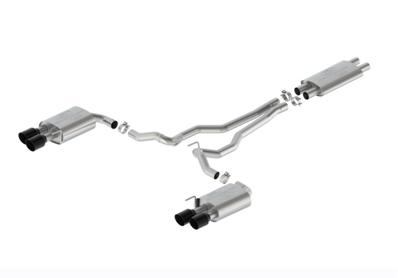 Ford Racing 2024 Mustang 5.0L Touring Non-Active Cat-Back Exhaust w/GT Valance - Black Tip - M-5200-M5TBV