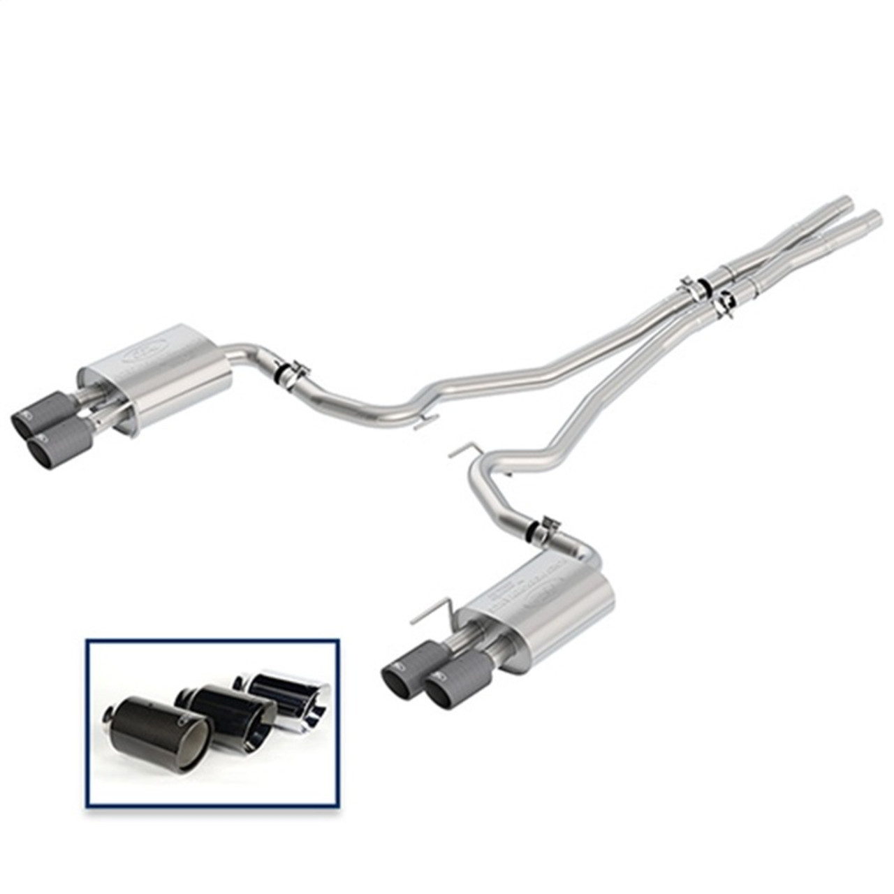 Ford Racing 2018+ Mustang GT 5.0L Cat-Back Sport Exhaust System w/ Quad Carbon Fiber Tips - M-5200-M8SFA