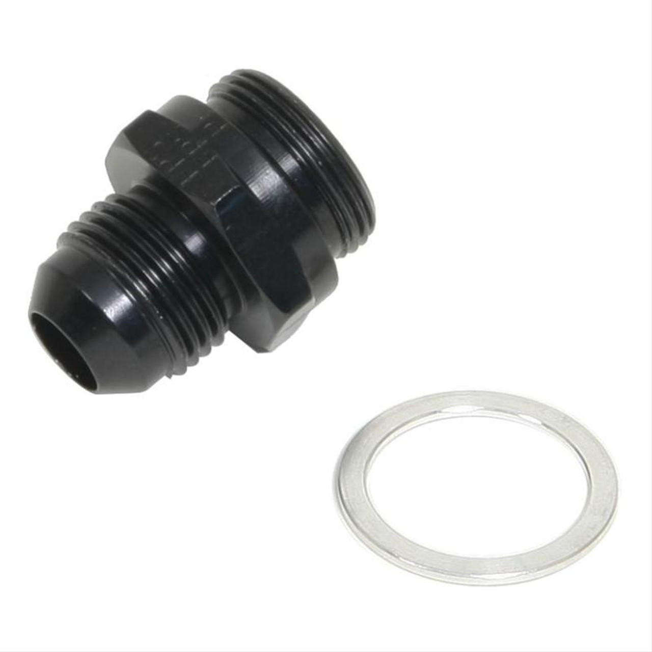 Fragola -8AN x 7/8-20 Male Adapter-Dual Feed - Black - 491948-BL