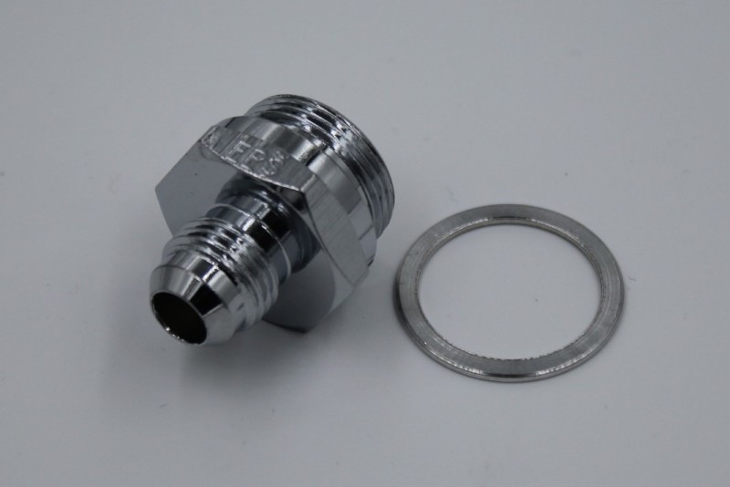 Fragola -6AN x 7/8-20 Male Adapter-Dual Feed - Chrome - 491952-CH