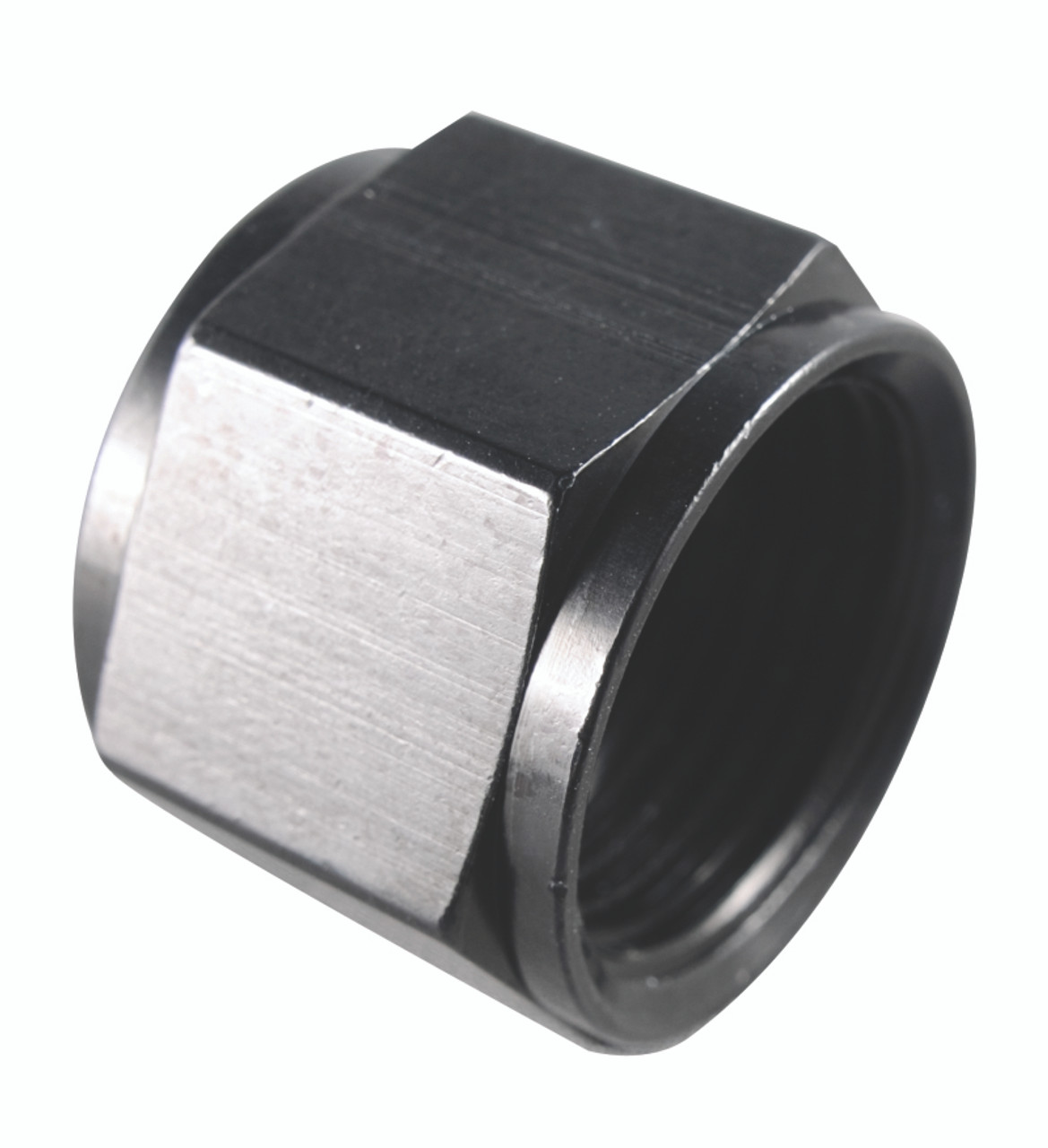 Fragola -6AN Aluminum Flare Cap w/ 1/8 FPT Black - 492926-BL