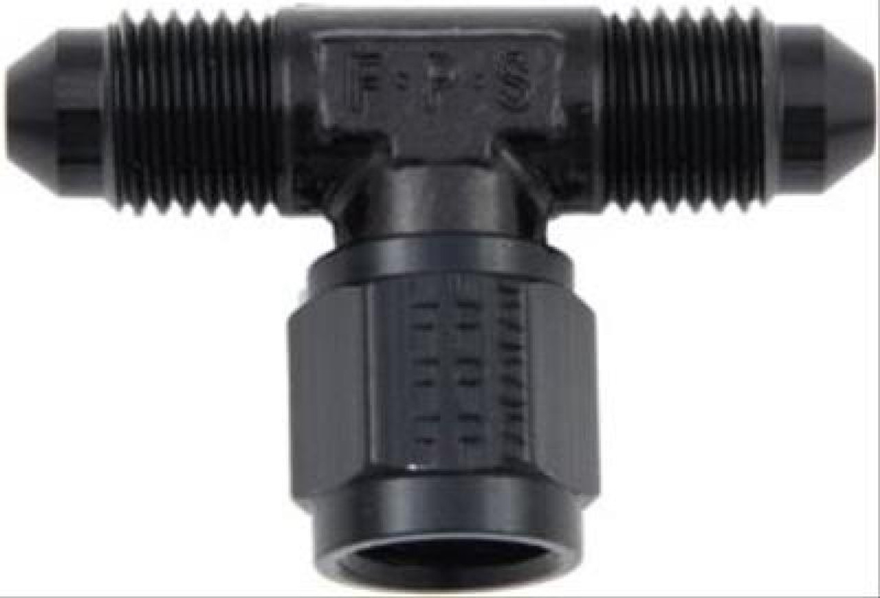 Fragola -10AN T Female Swivel On Side - Black - 498205-BL