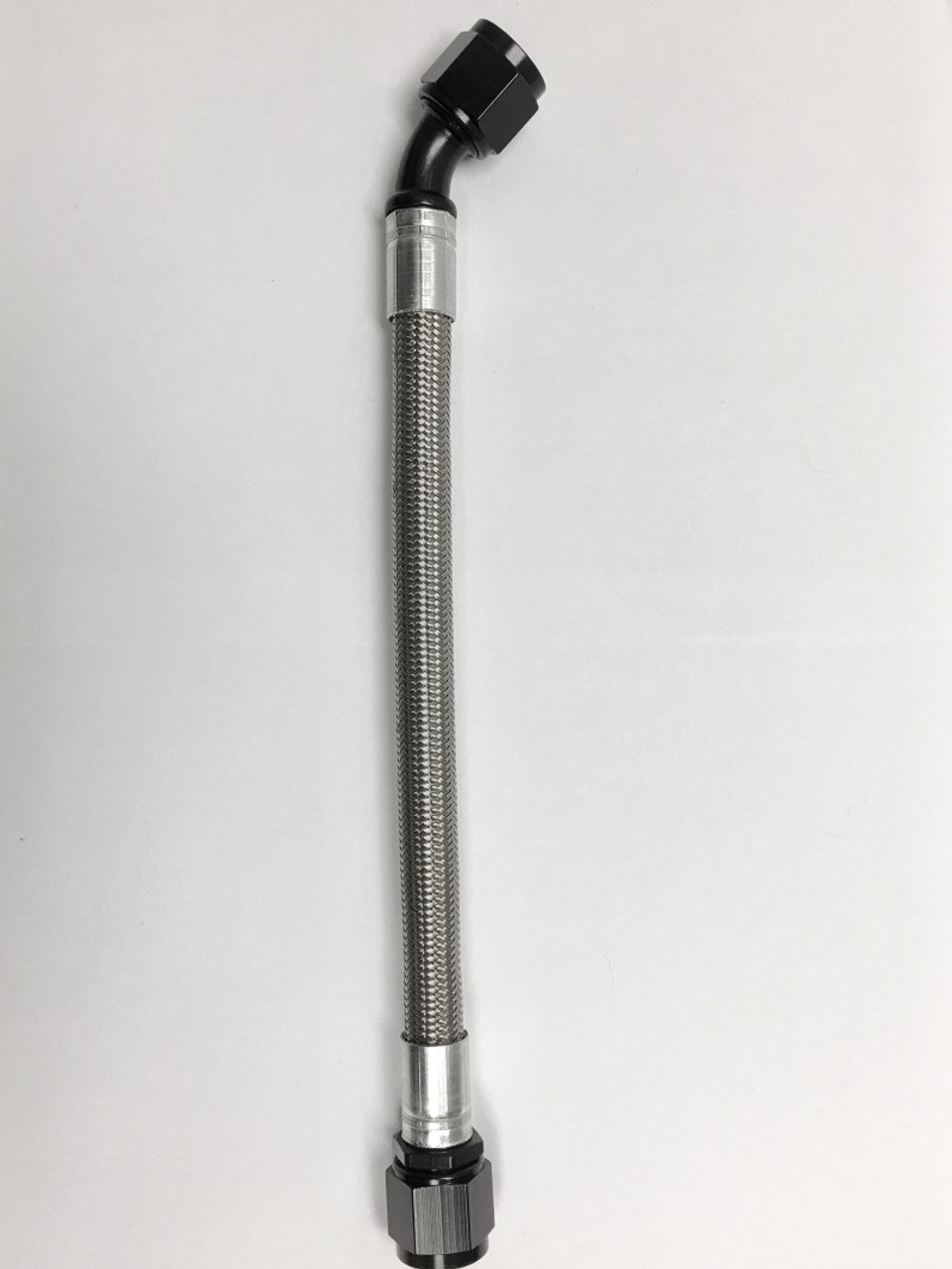 Fragola -10AN PTFE Hose Assembly Straight x 45 Degree 24in - 6010-1-4-24BL