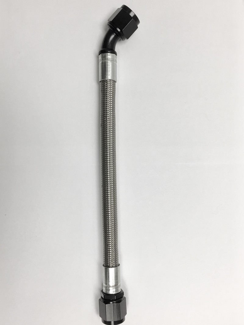 Fragola -10AN PTFE Hose Assembly Straight x 45 Degree 60in - 6010-1-4-60BL