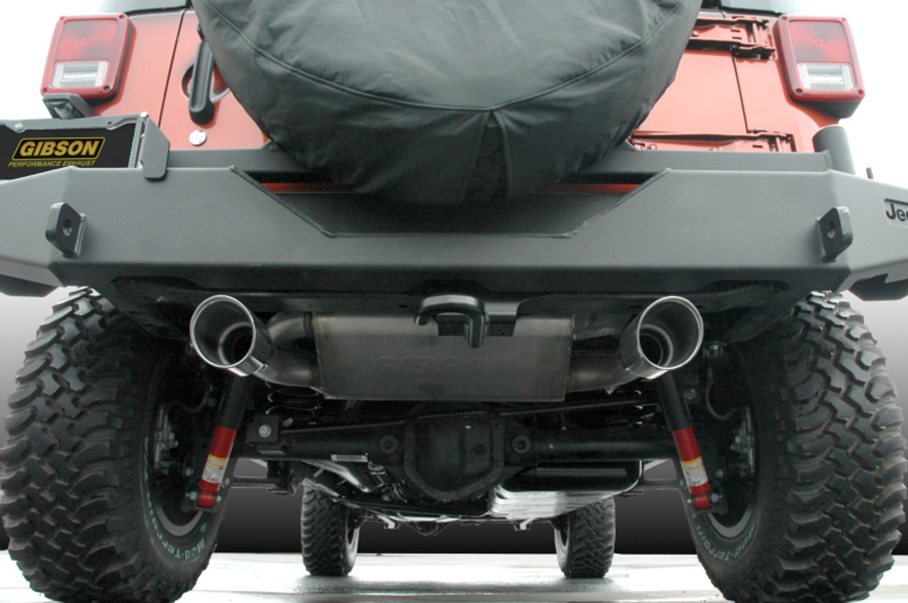 Gibson 07-17 Jeep Wrangler JK Rubicon 3.6L 2.5in Axle-Back Dual Split Exhaust - Aluminized - 17303
