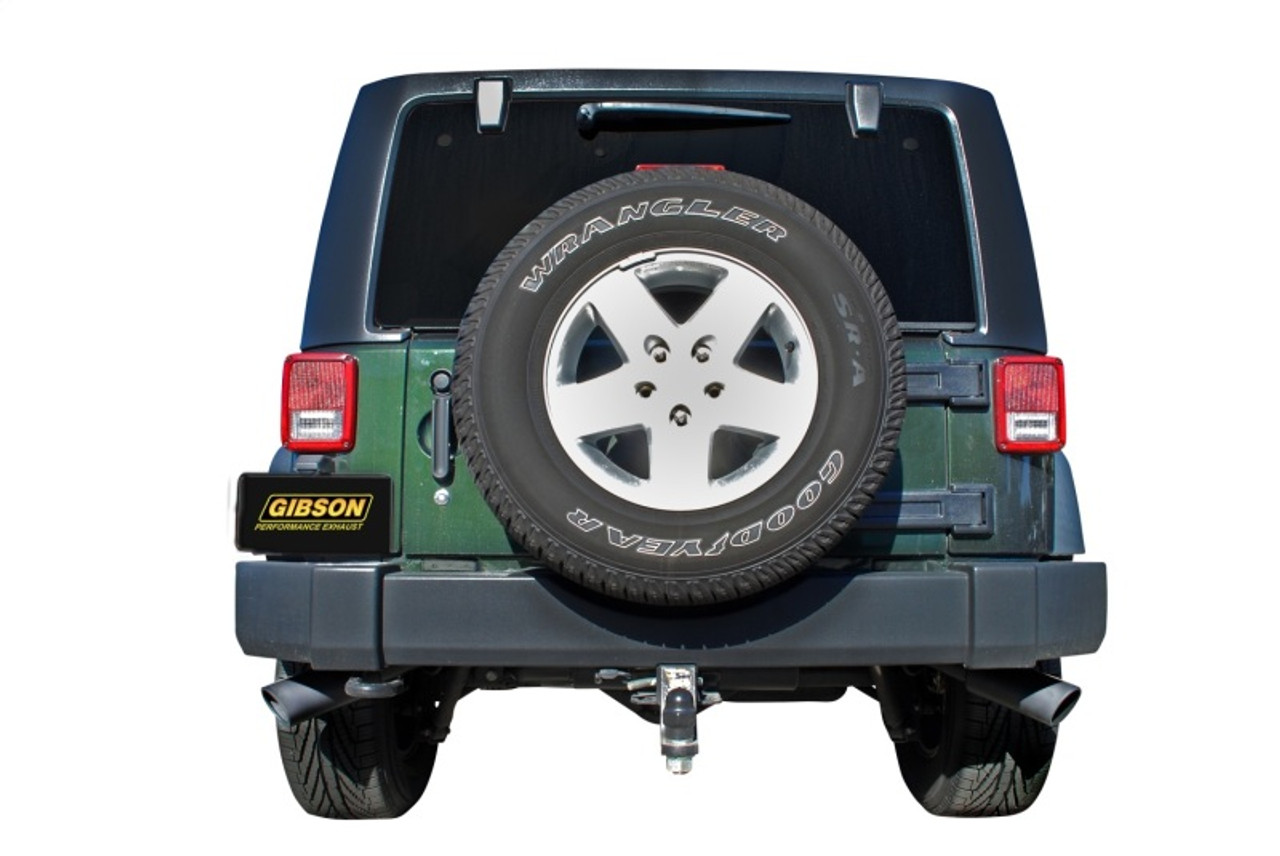 Gibson 07-17 Jeep Wrangler JK Sport 3.8L 2.5in Cat-Back Dual Extreme Exhaust - Black Elite (Ceramic) - 17306-B