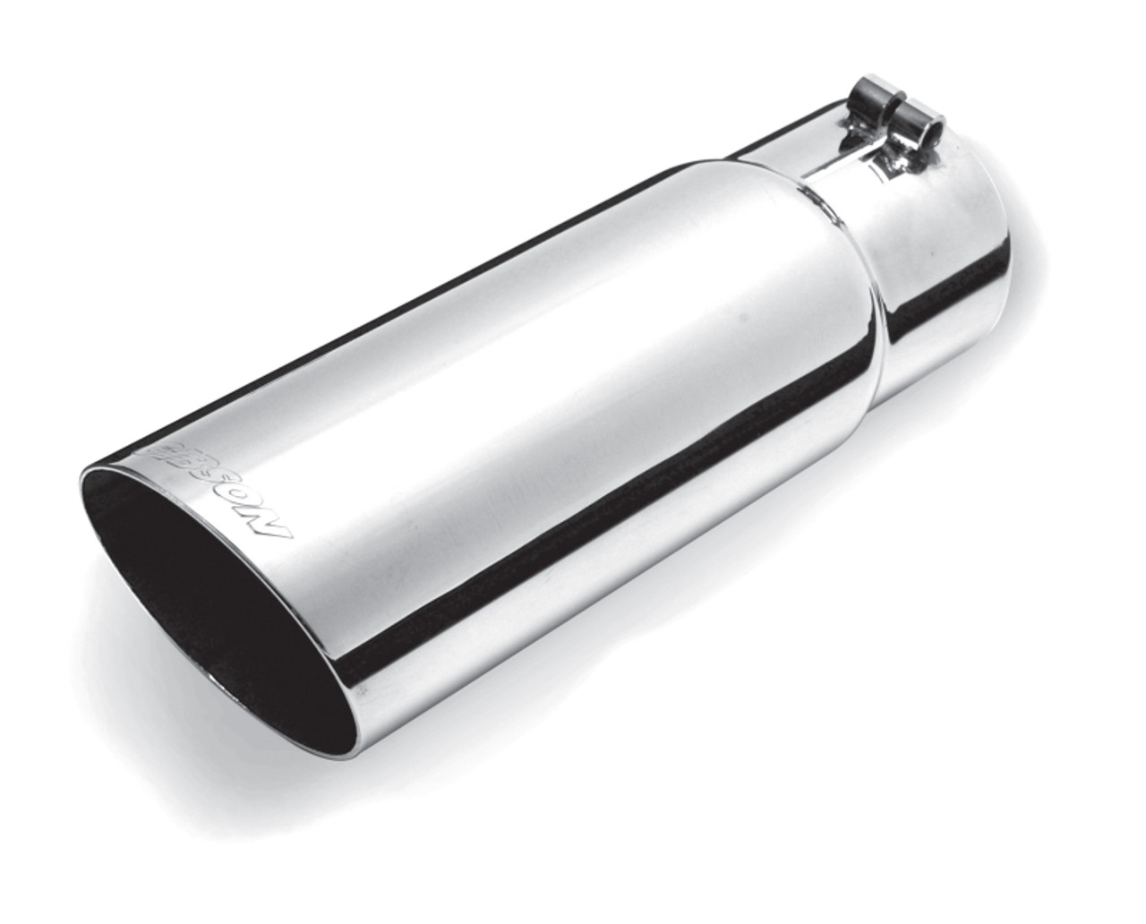Gibson Round Single Wall Angle-Cut Tip - 4in OD/3in Inlet/7.5in Length - Stainless - 500397