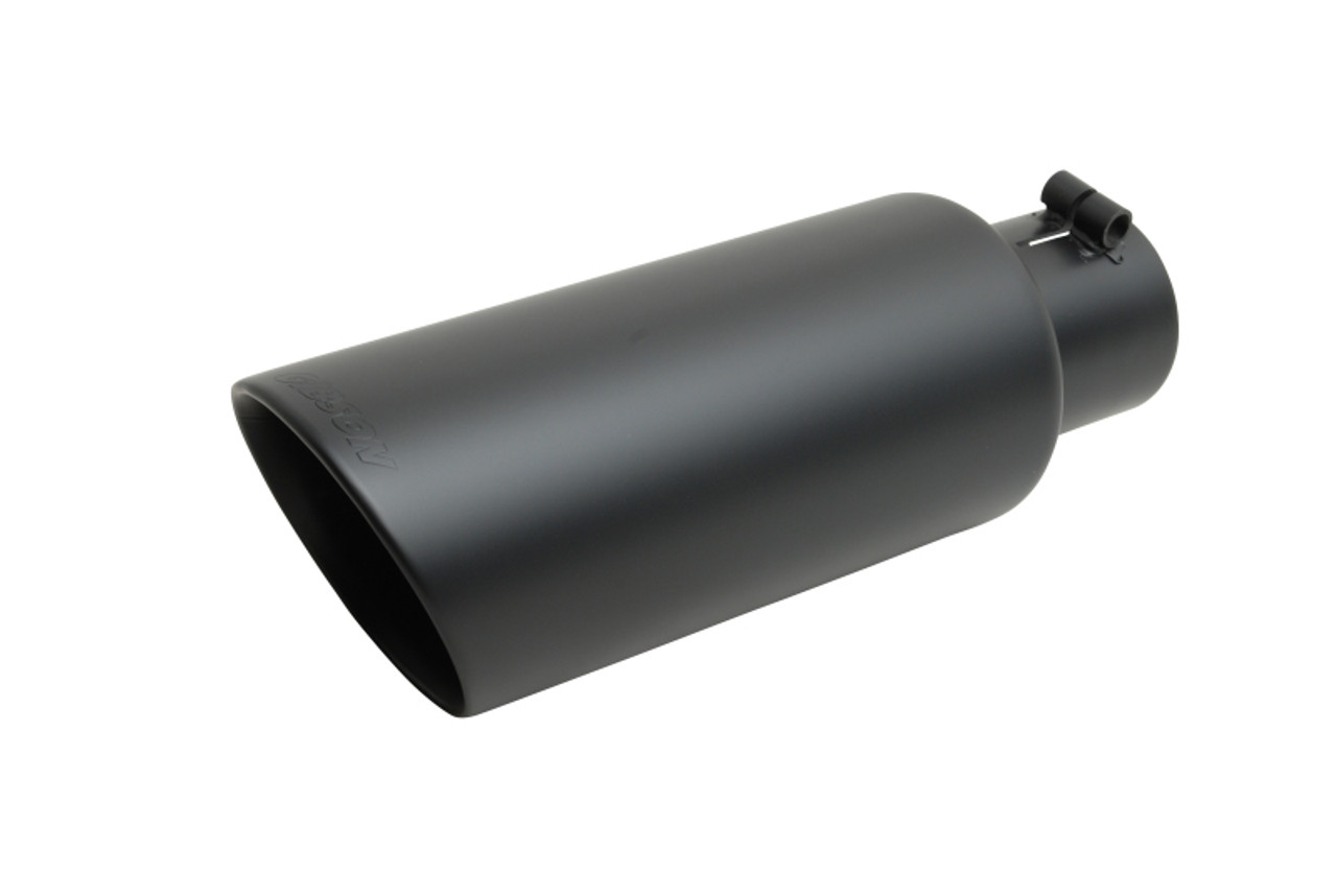 Gibson Round Dual Wall Angle-Cut Tip - 4in OD/2.5in Inlet/12in Length - Black Ceramic - 500419-B