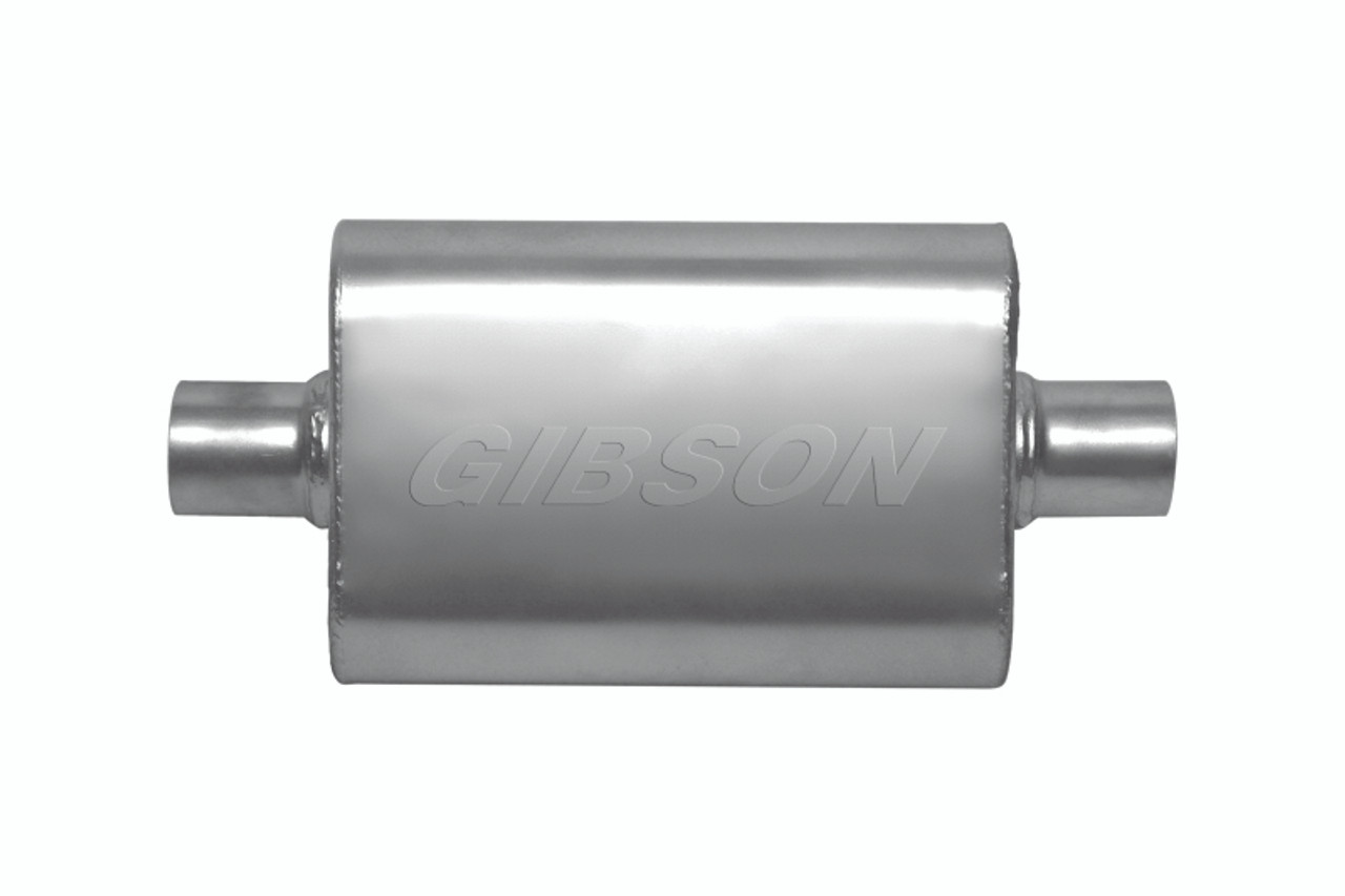 Gibson CFT Superflow Center/Center Oval Muffler - 4x9x13in/2.5in Inlet/2.5in Outlet - Stainless - 55112S